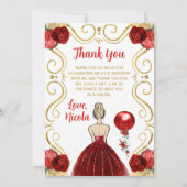 Birthday Party Blonde Princess in Red Dankeskarte (Vorderseite)
