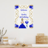 Birthday Party Blonde Princess Royal Blue Willkomm Poster (Küche)