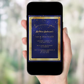 Birthday Party Blue Gold Konfetti Sprinkle Einladung