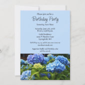 Birthday Party Blue Hydrangea Blume Einladung (Vorderseite)