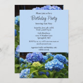 Birthday Party Blue Hydrangea Blume Einladung (Vorne/Hinten)