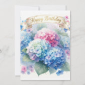 Birthday Party Blue Hydrangea Flower Invitation Einladung (Rückseite)