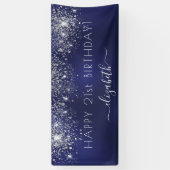 Birthday Party Blue silber Glitzer Staubname Banner (Vertikal)