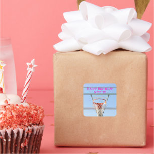 Birthday Party Blue Sky Hoop Basketball Sport Quadratischer Aufkleber
