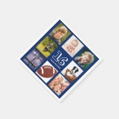 Birthday Party Blue White Foto Collage Junge Serviette (Ecke)