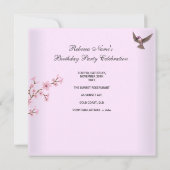 Birthday Party Blume Bird Einladung (Rückseite)