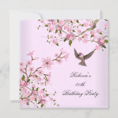Birthday Party Blume Bird Einladung (Vorderseite)