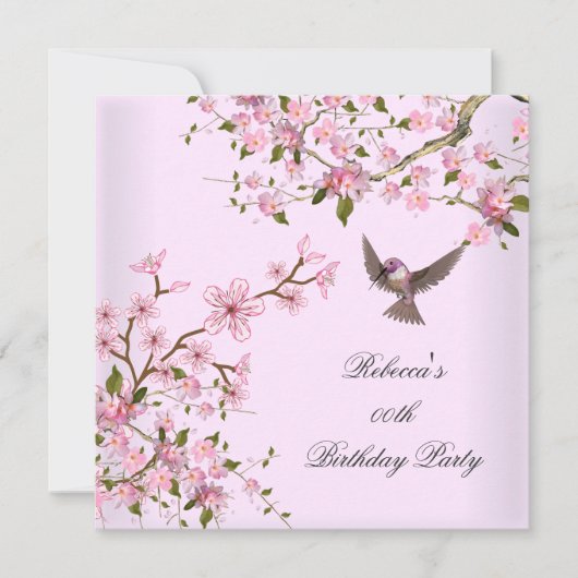Birthday Party Blume Bird Einladung (Vorderseite)