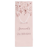 Birthday Party Blush Rosen goldene Sterne Name Geschenktüte Für Weinflaschen (Rückseite)