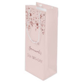 Birthday Party Blush Rosen goldene Sterne Name Geschenktüte Für Weinflaschen (Vorderseite Schrägansicht)