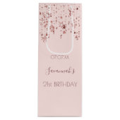 Birthday Party Blush Rosen goldene Sterne Name Geschenktüte Für Weinflaschen (Vorderseite)