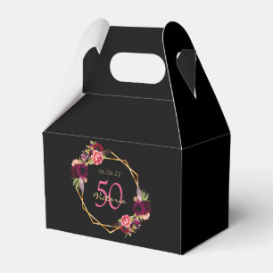 Birthday Party bordeauxfarbene geometrische schwar Geschenkschachtel