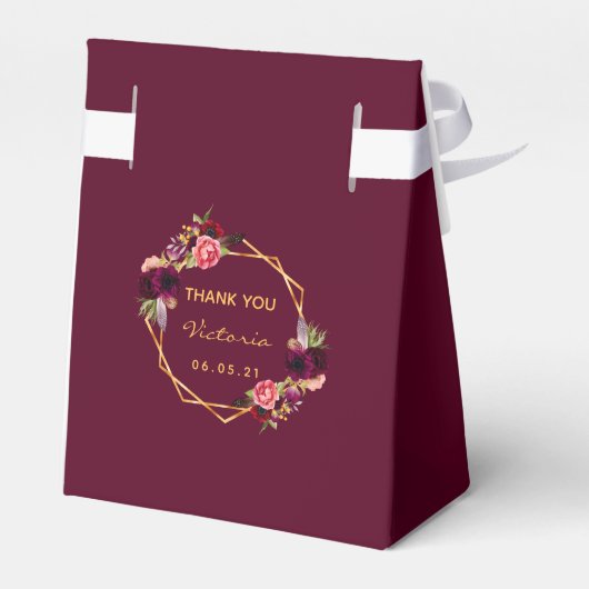 Birthday Party bordeu Gold geometrisch blumenreich Geschenkschachtel (Rückseite)