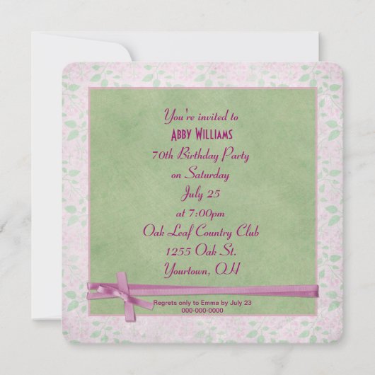 Birthday Party Bow Einladung (Vorderseite)