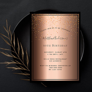 Birthday Party Bronze braunen schwarzen Konfetti Einladung