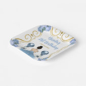 Birthday Party Brown Haar Prinzessin in Dusty Blue Pappteller (Gewinkelt)