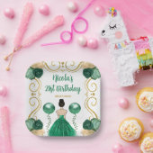 Birthday Party Brown Haar Prinzessin in Green Pappteller (Party)