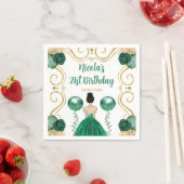 Birthday Party Brown Haar Prinzessin in Green Serviette (Beispiel)