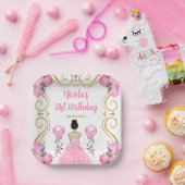 Birthday Party Brown Haar Prinzessin in Rosa Pappteller (Party)