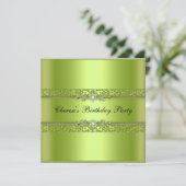 Birthday Party Chartreuse Black Diamond Einladung (Stehend Vorderseite)