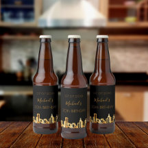 Birthday Party City Skyline Schwarzes Gold Moderne