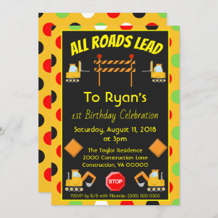 Birthday Party Construction Truck Einladung