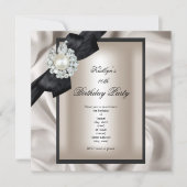 Birthday Party Cream Black Pearl Einladung (Vorderseite)