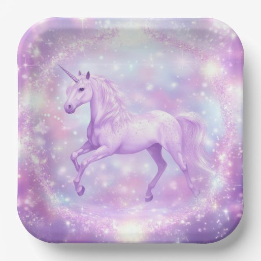 Birthday Party Einhorn Papierplatte Pappteller (Vorderseite)