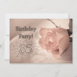 Birthday party Einladung 85 Years<br><div class="desc">Auf Beautiful delicate image of a rose in soft pink tones. Eine Einladung.  Change back to your own party details</div>