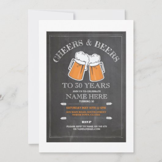 Birthday Party - Einladung für Männer (Rückseite)