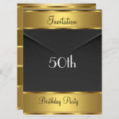 Birthday Party Einladung Gold 50. Geburtstagsparty (Vorne/Hinten)