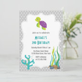 Birthday Party-Einladung von Sea Turtle Einladung (Stehend Vorderseite)