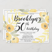 Birthday Party-Einladungen für Gelbe Flora Script Einladung (Vorne/Hinten)