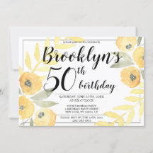 Birthday Party-Einladungen für Gelbe Flora Script