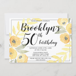 Birthday Party-Einladungen für Gelbe Flora Script Einladung