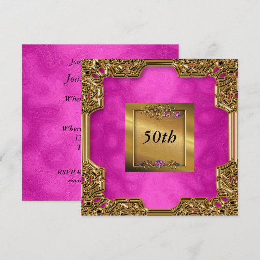 Birthday Party - Einladungen in Hot Pink (Vorne/Hinten)