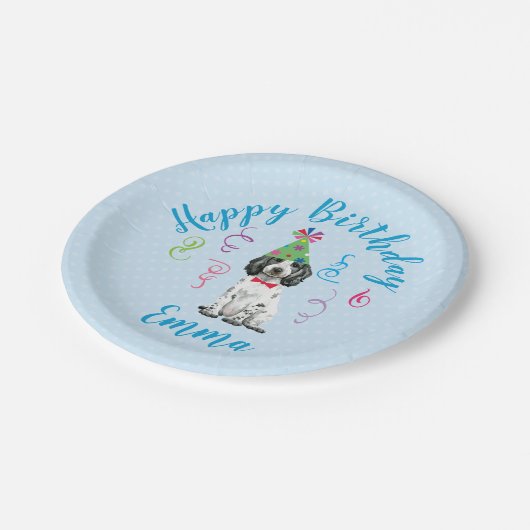 Birthday Party English Cocker Spanisch Paper Plate Pappteller (Schrägansicht)
