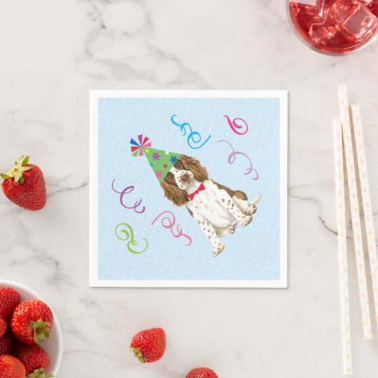 Birthday Party English Springer Spaniel Serviette (Beispiel)