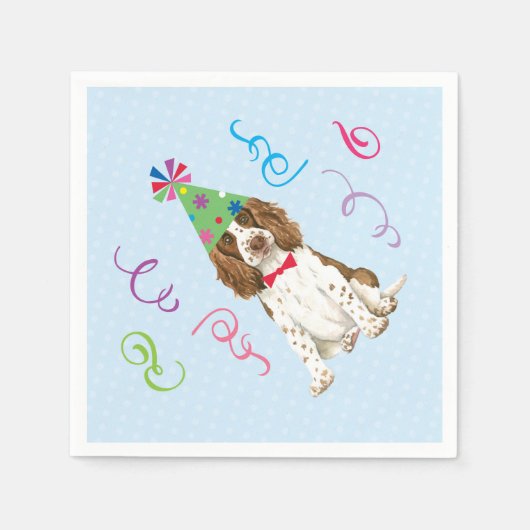 Birthday Party English Springer Spaniel Serviette (Vorderseite)