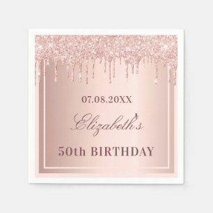 Birthday Party Erröten Rose Gold Glitzer Tropfen Serviette