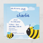 BIRTHDAY PARTY ERSUCHT: Bienen im Himmel 2SQ Einladung (Vorne/Hinten)