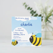 BIRTHDAY PARTY ERSUCHT: Bienen im Himmel 2SQ Einladung (Stehend Vorderseite)