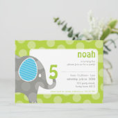 BIRTHDAY PARTY ERSUCHT: Elefant + Nummer 1L Einladung (Stehend Vorderseite)