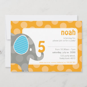 BIRTHDAY PARTY ERSUCHT: Elefant + Nummer 2L Einladung