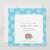 BIRTHDAY PARTY ERSUCHT: Elefant + Nummer 4SQ Einladung (Rückseite)