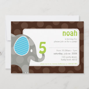 BIRTHDAY PARTY ERSUCHT: Elefant + Nummer 7L Einladung
