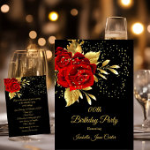 Birthday Party Exotic Rote Rose Black Floral Gold Einladung