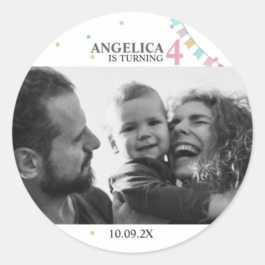 Birthday Party Favor Sticker | Custom Year Number (Vorderseite)