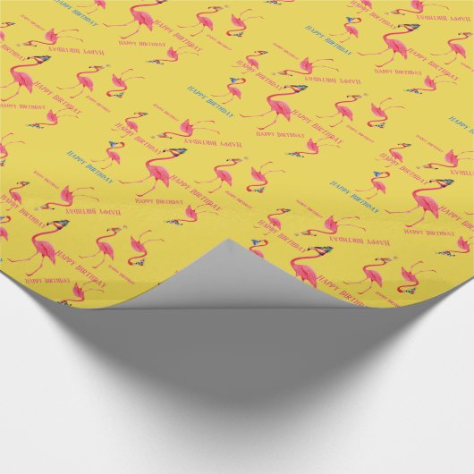 Birthday Party Flamingos Paper Geschenkpapier (Ecke)
