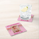 Birthday Party Foto Gefallen Pink Girly Rechteckiger Pappuntersetzer (Vor Ort)